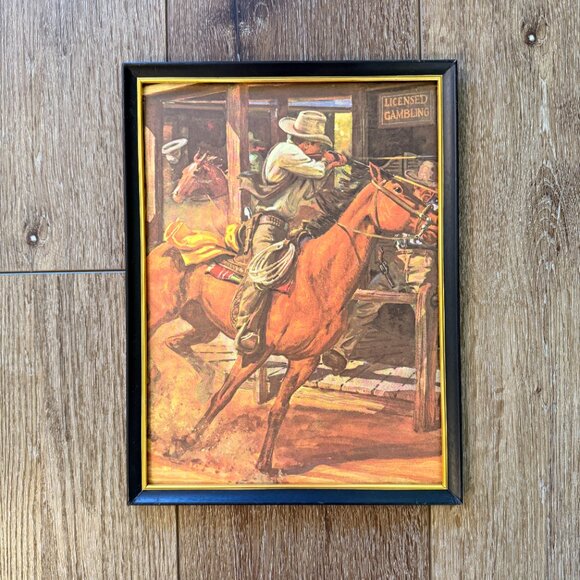 Mid Century Western Framed Gun Slinging Cowboys - Picture 6 of 17